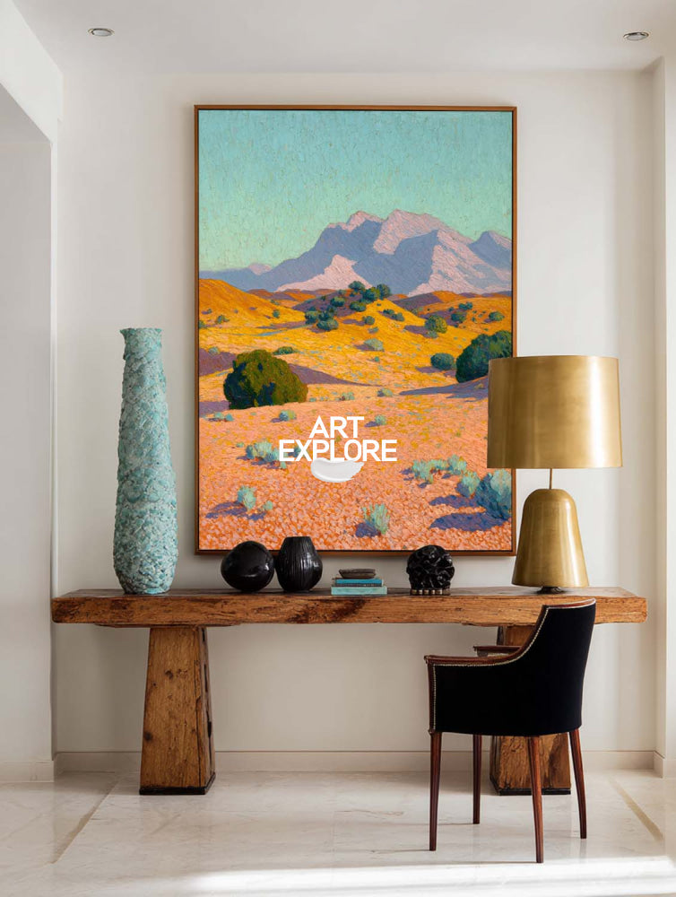 Textured Desert Mountain Painting For Modern Living Room Wall Decor