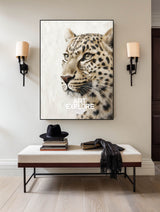 Modern Leopard Portrait Painting With Abstract Textures For Contemporary Living Room Decor