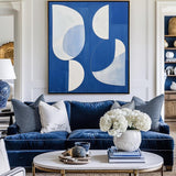 White And Blue Abstract Painting Minimalist Abstract Art On Canvas Modern Painting For Sale