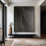 Large Black Abstract Painting Black Minimalist wall Painting Black 3D Textured Painting Modern abstract wall art Minimalist Painting Art