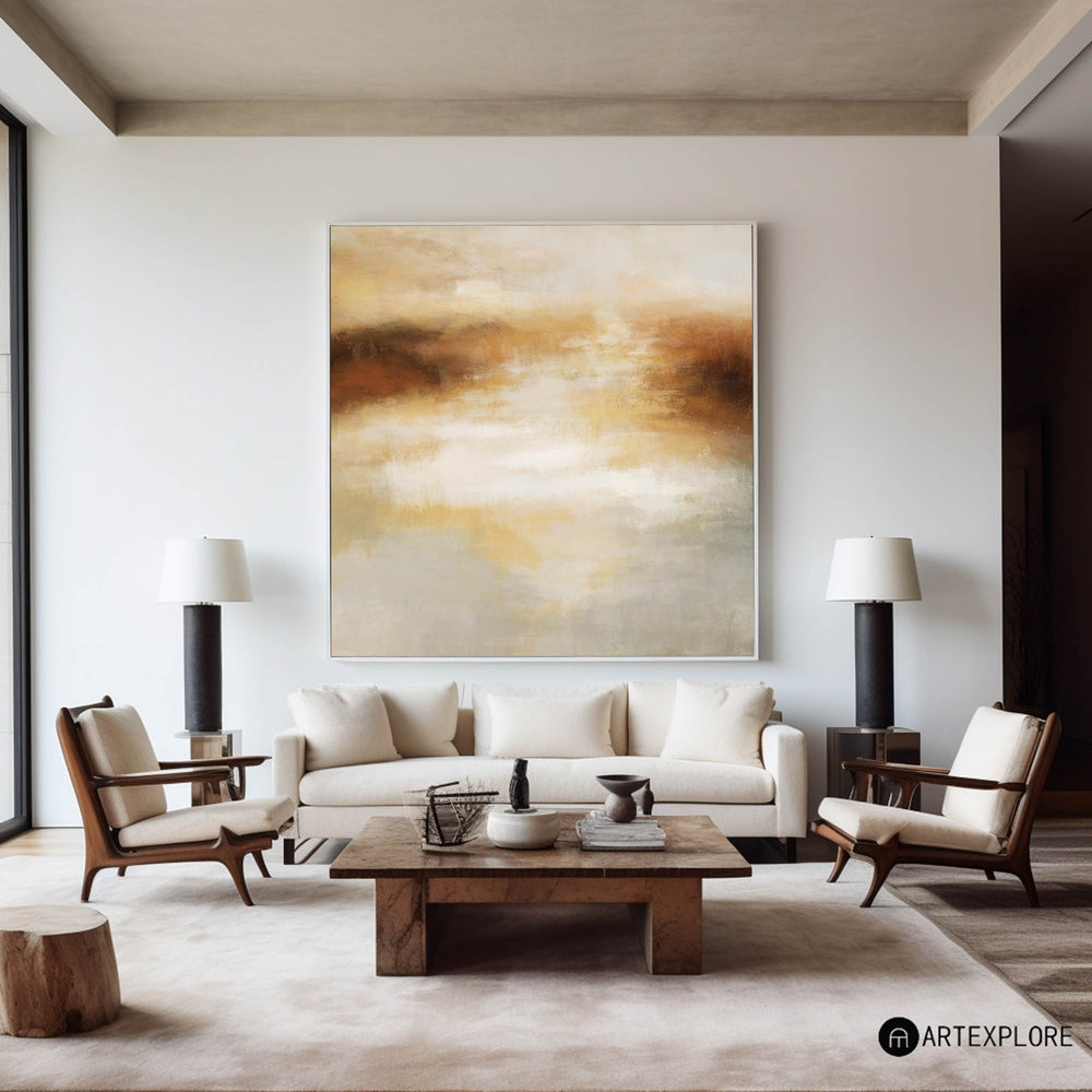 large bright gold abstract art impressionist landscape painting on canvas acrylic scenery painting for home decor