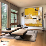 Heavy Texture Dark Yellow Abstract Art On Canvas Modern Palette Knife Painting Abstract Painting