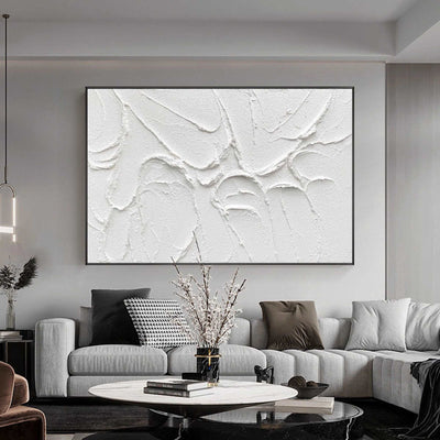 White Minimalist Canvas Art Minimalist Painting White Modern Canvas Art Large Artwork