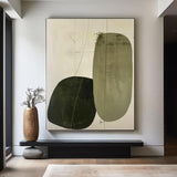 Modern Green And Beige Abstract Minimalist Wall Art Original Painting For Livingroom