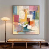 Colorful Square Canvas Art Perfect For Living Room And Office Wall Decor