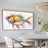 Modern Colorful Koi Fish Abstract Wall Art Bright Fish Oil Painting Artwork For Dining Room