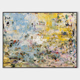 Modern Yellow And Blue Abstract Painting For Living Room Wall Art Decor