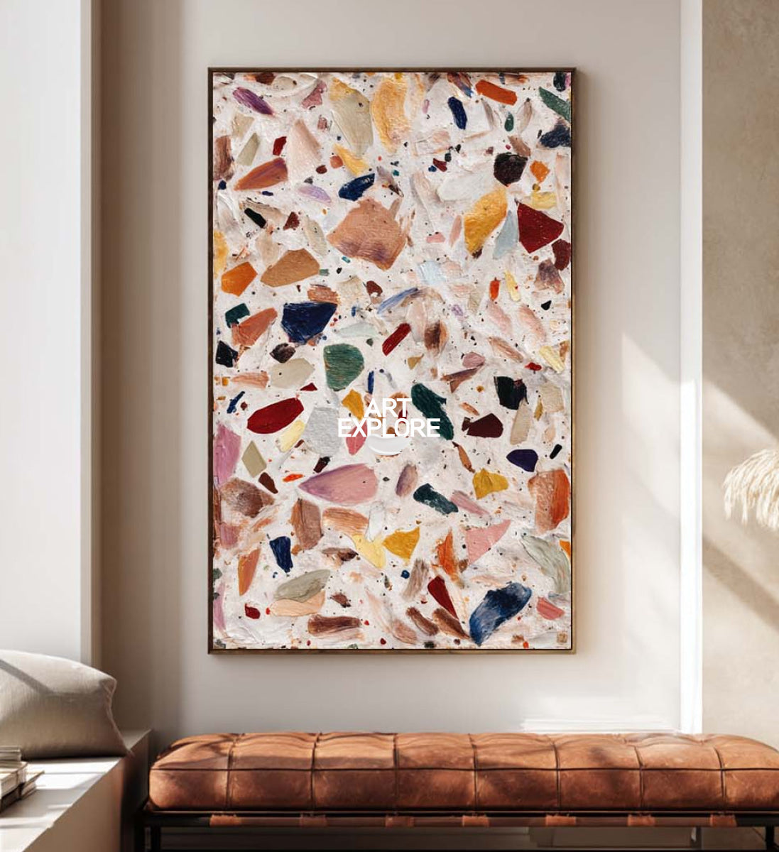 Modern Abstract Mosaic Art With Textured Colorful Fragments For Contemporary Home Decor