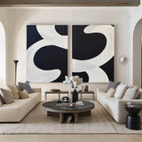 Big Black And White Wall Decor Painting Black And white Textured Canvas Art Oversized Wall Art Set Of 2 Artwork For Home Office