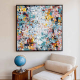 Hand Painted Textured Abstract Art With Blue And Gold For Modern Living Room Decor