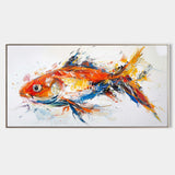 Large Original Red And Blue Fish Wall Art Colorful Fish Oil Custom Canvas Paintings Modern Dining Room Wall Decor