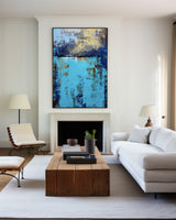 Blue And Gold Abstract Canvas Art Turquoise Canvas Wall Art Abstract Art For Livingroom