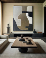 oversize vertical minimalist wall art black and brown abstract painting abstract acrylic painting for dining room