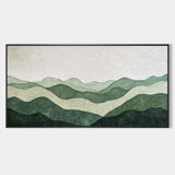 Green Mountain Art Painting, Acrylic Texture Art Painting Panoramic Wall Art Handmade Painting