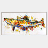 Beautiful Colorful Fish Acrylic painting On Canvas,Large Horizontal Colorful Fish Wall Art,Rainbow Koi Home Decor