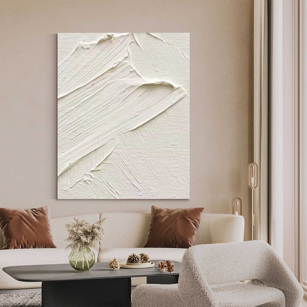 Wabi-Sabi White wall art White 3D wall art White textured wall art Large White Abstract Painting White Minimalist Painting