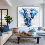 Large BLUE And White Elephant Canvas Palette Oil Painting Original Blue Elephant Abstract Contemporary Art Painting Wall Art Custom Canvas Paintings