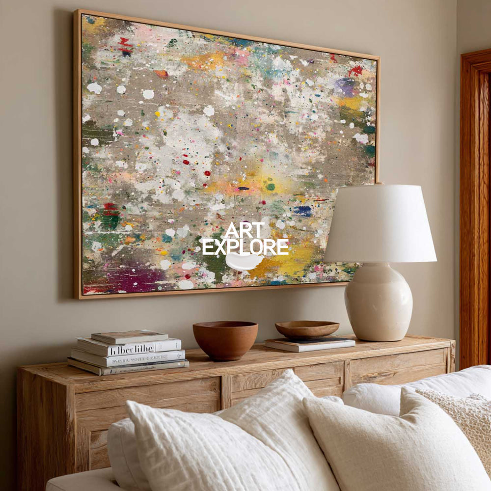Vibrant Abstract Art With Colorful Mosaic Texture For Modern Living Room Decor