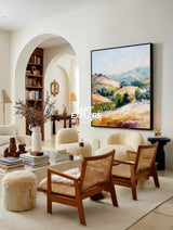 Abstract Hillside Artwork With Organic Shapes And Earthy Palette For Contemporary Interiors