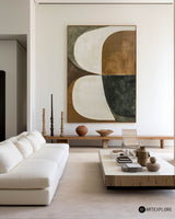 Brown And Green Textured Geometric Painting Walls Abstract Painting Modern Home Decor