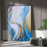 Abstract Blue And Gold Canvas Painting Large Original Acrylic Abstract Canvas Art Modern Abstract Painting