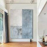 Blue And White Texture Painting on Canvas Modern Minimalist Luxury Art Blue Abstract Wall Art Blue Abstract Painting For Sale