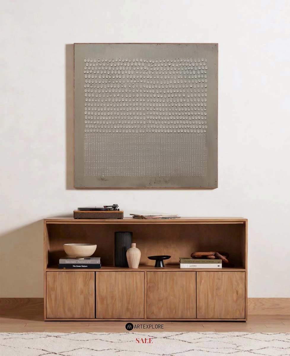 Wabi-sabi Brown Plaster Painting Brown Minimal Painting Abstract Wall Art Plaster Canvas Art