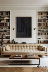 Black 3D Textured Painting Black Large Plaster Wall Art Black Minimalist Painting On Canvas