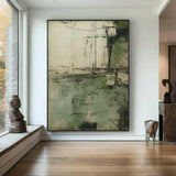 Wabi Sabi Green Painting Green Texture Canvas Wall Art Green Minimalist Wall Art For Sale