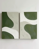 White And Green Diptych Painting Set Of 2 Minimalist Art Abstract Canvas Wall Art