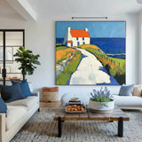 Modern Countryside Textured Canvas Art Large Countryside View Painting Landscape Painting For Sale