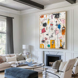 Modern Colorful Pop Art Painting Graffiti Paintings Basquiat Artworks Abstract Art for Livingroom