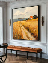 Countryside Wall Art Landscape Wall Art Large Fields View Painting Farmhouse Texture Art Painting