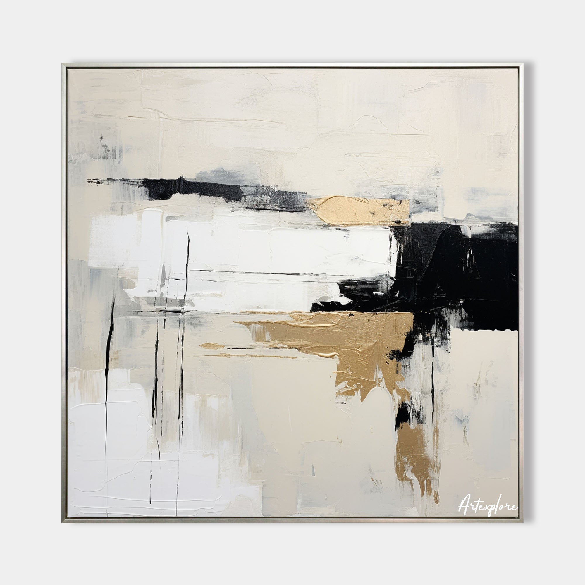 Large Black And White Minimalist Canvas Wall Art Modern Abstract Art For Sale| Artexplore