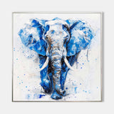 Large BLUE And White Elephant Canvas Palette Oil Painting Original Blue Elephant Abstract Contemporary Art Painting Wall Art Custom Canvas Paintings