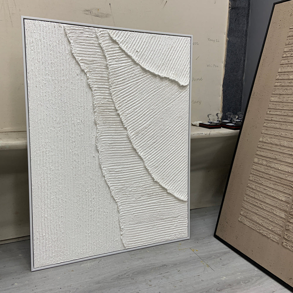 3D White Wall Art Textured Art White Plaster Wall Art White Abstract Art Minimalist Painting