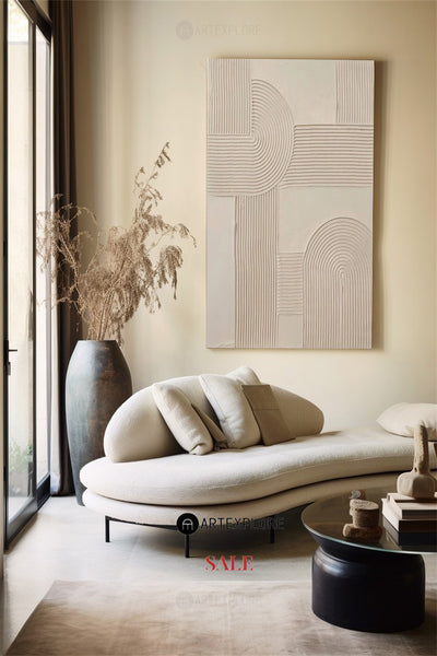 Beige Rich Textured Painting Modern Abstract Art Minimalist Artworks Large Acrylic Abstract Painting For Livingroom