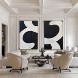 Big Black And White Wall Decor Painting Black And white Textured Canvas Art Oversized Wall Art Set Of 2 Artwork For Home Office