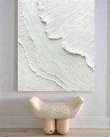 Modern 3D White Abstract Art Minimalist Painting Rich Textured Art White Plaster Wall Art