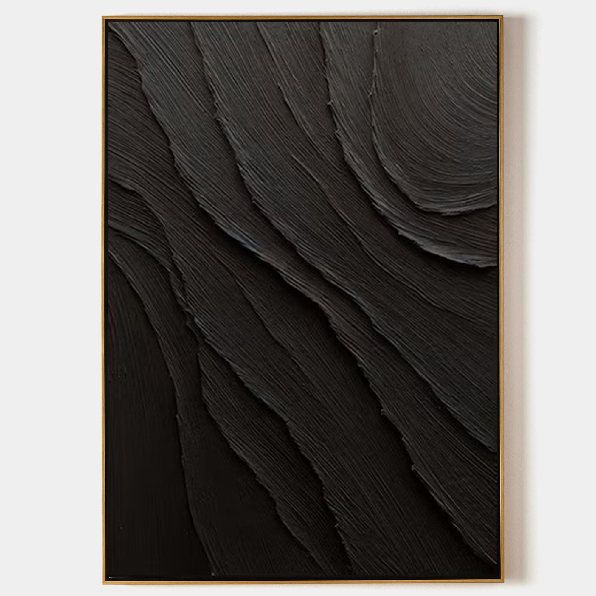 Large Black Abstract Painting Black Minimalist wall Painting Black 3D ...