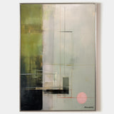 Wabi-sabi Green Abstract Art, Green Minimalist Painting, Luxury Textured Canvas Wall Art