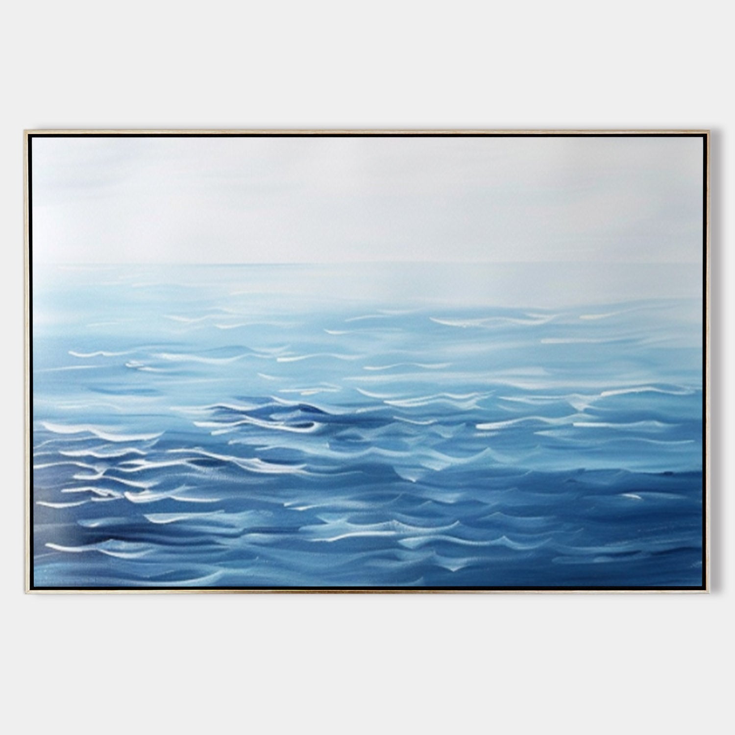 Large Blue Wave Art Oil Painting Horizontal Canvas Blue Ocean Paintings ...