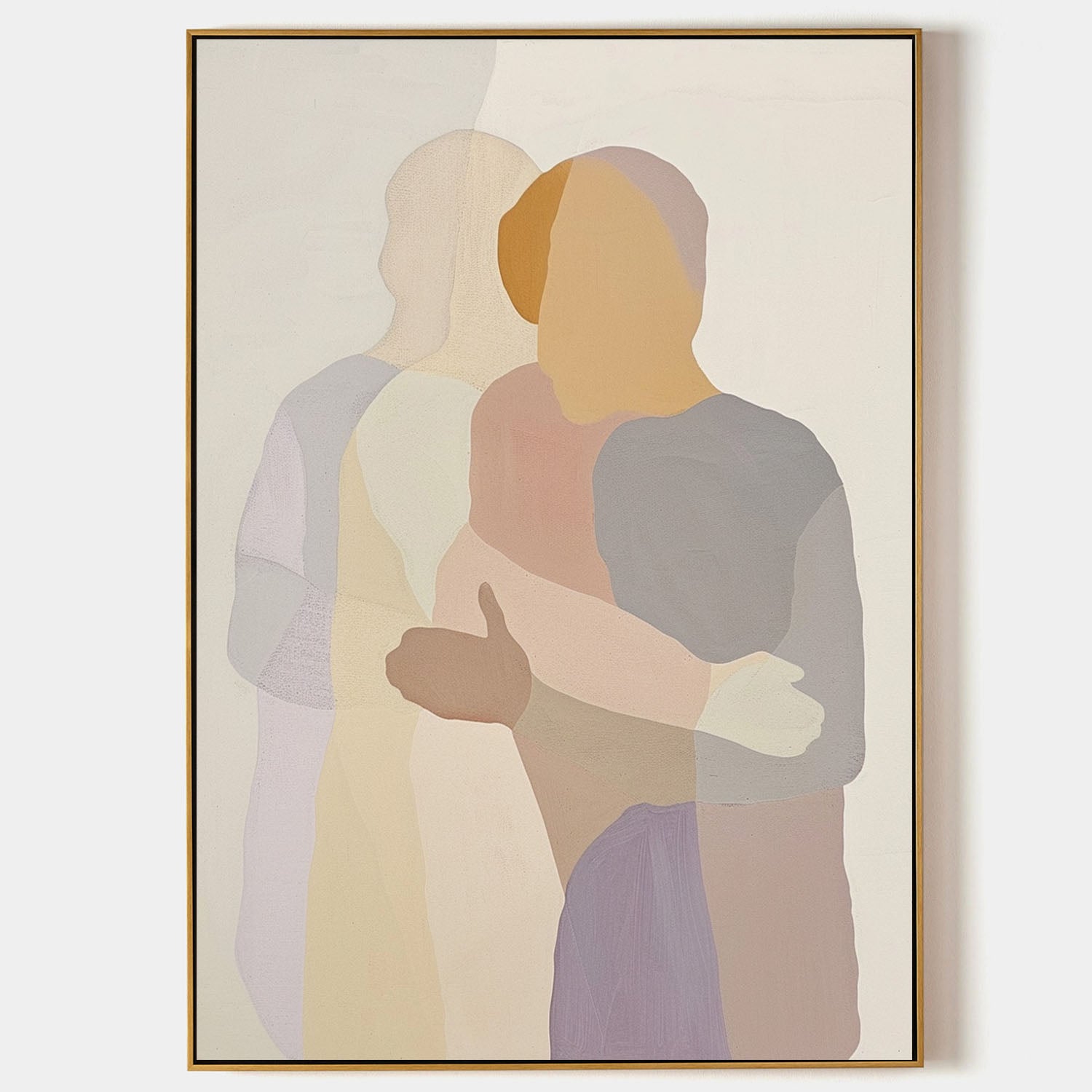 Modern Abstract Portrait Lovers Painting Large Lovers Canvas Wall Art Vertical Painting