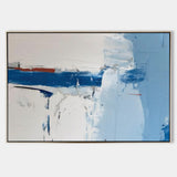 Blue Plaster Abstract Wall Art ,Blue Textured Wall Art, Large White Blue Abstract Painting