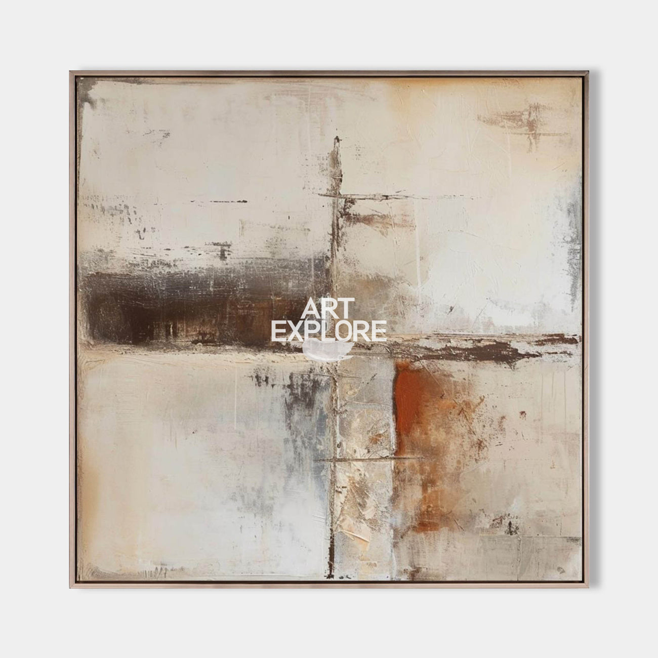 Large Beige And Brown Textured Paintings For Sale Wabi-Sabi Beige Artwork Mid Century Decorations