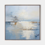 Large Blue Palette Knife Painting Minimalist Wall Art Blue And White Texture Painting For Sale