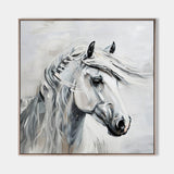Large White Horse Portrait Wall Art Horse Oil Canvas Art Extra Large White Horse Wall Art For Sale