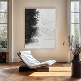 Black And White Abstract Painting, Black White Minimalist Painting, Black White Canvas Wall Art