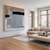 Large Grey Pink Abstract Painting, Oversized Abstract Art, Modern Abstract Art Canvas Wall Art