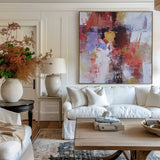 Red Abstract Canvas Art Red Square Wall Art Modern Red Painting Framed Canvas Painting